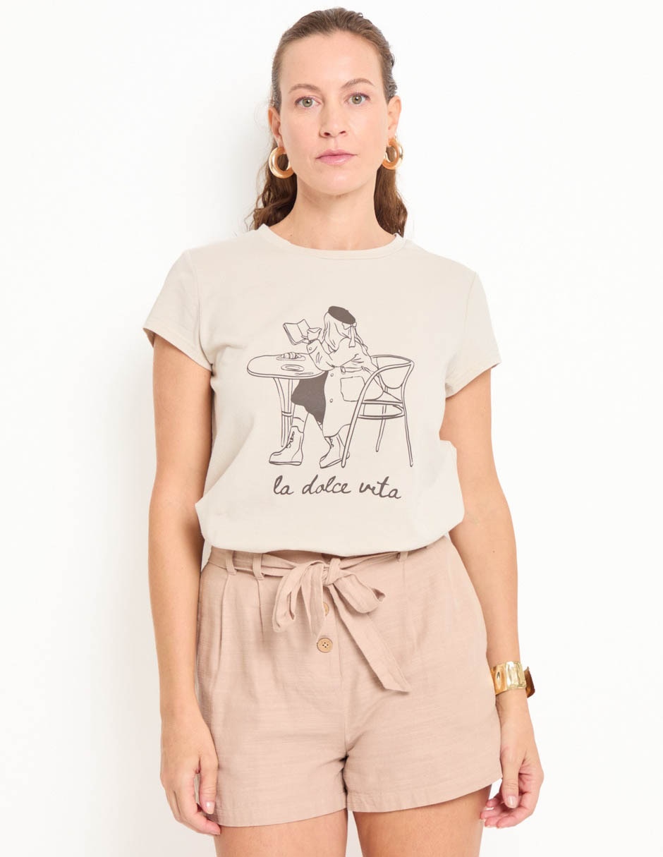 Playera manga corta cuello redondo para mujer Playera manga corta cuello redondo para mujer