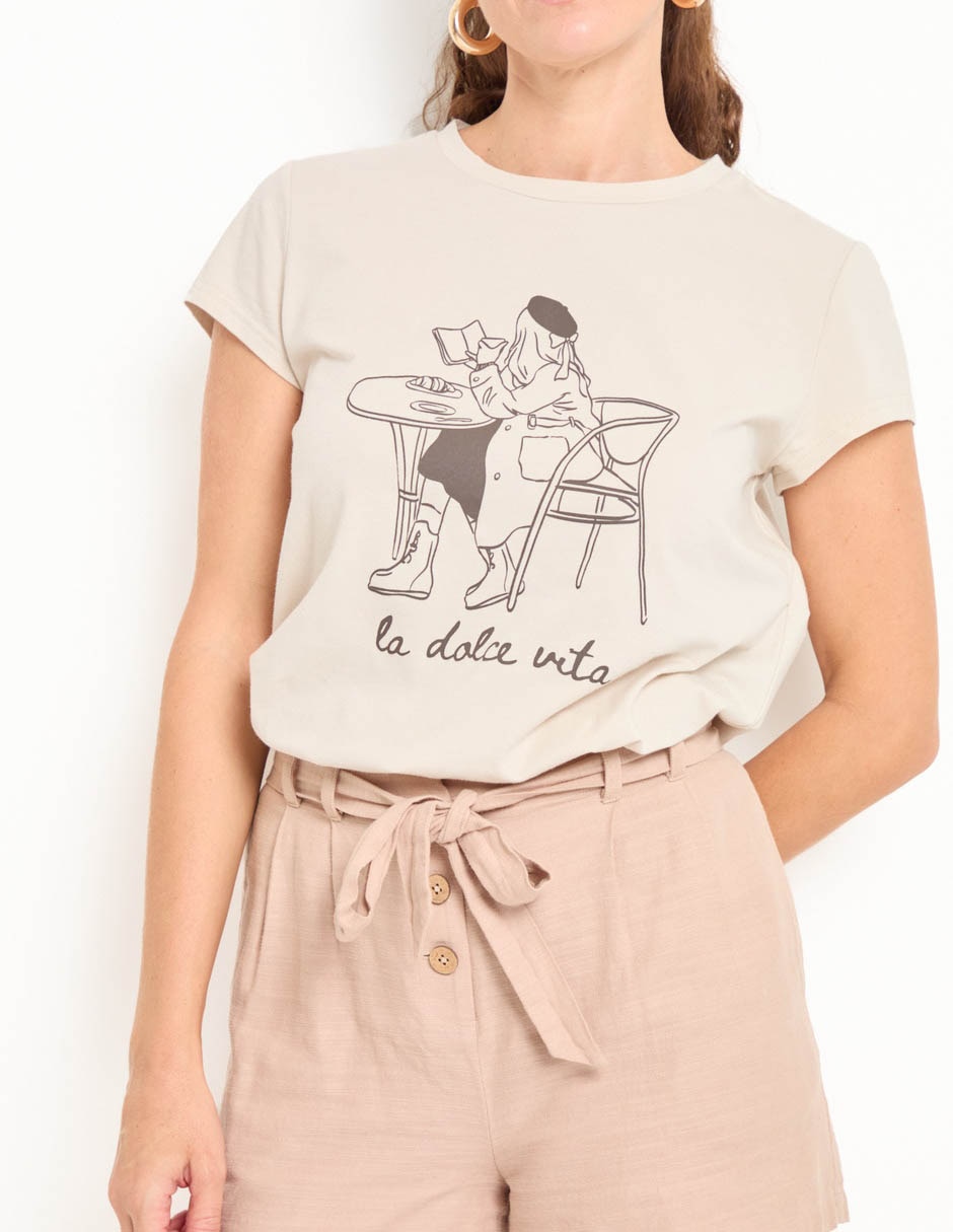Playera manga corta cuello redondo para mujer 4
