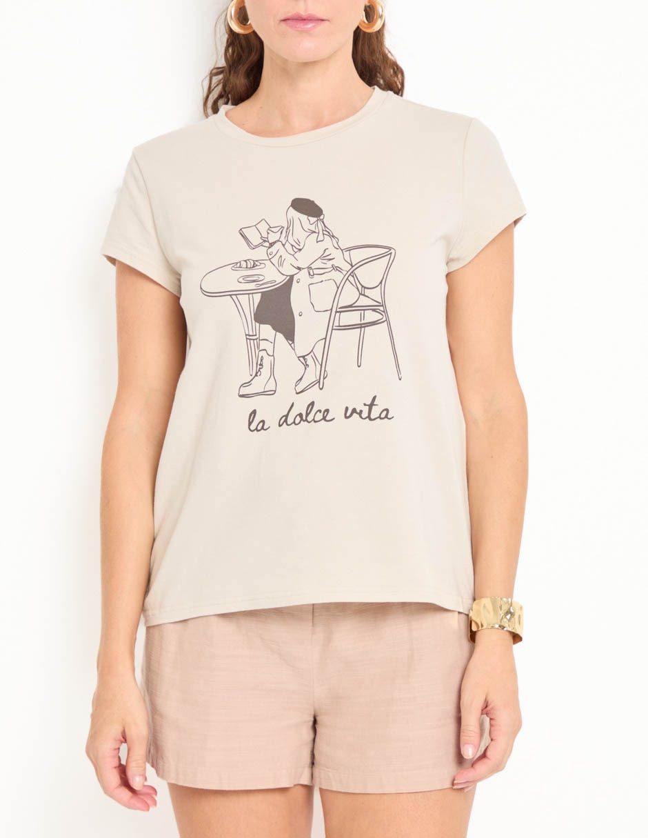 Playera manga corta cuello redondo para mujer 5