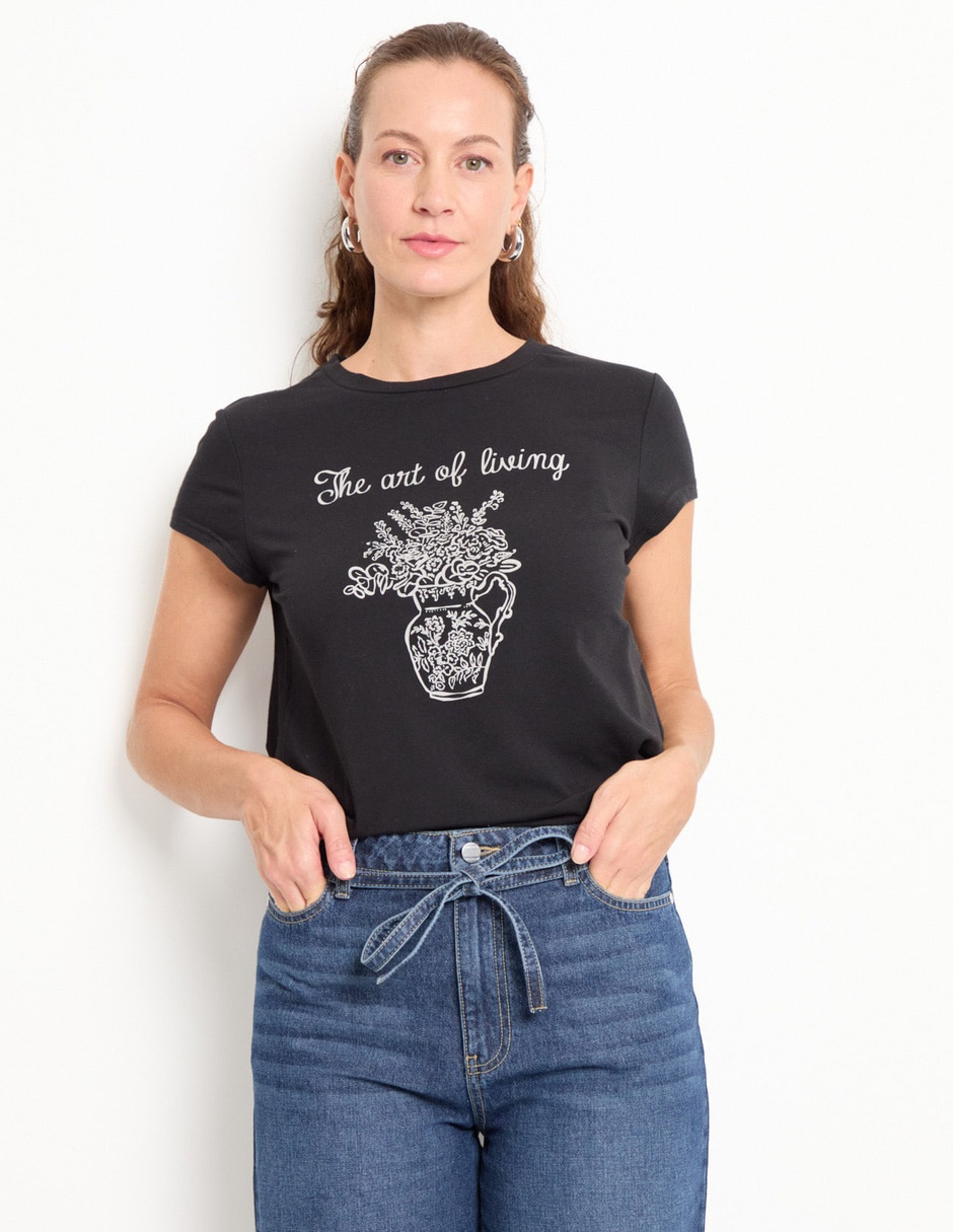Playera manga corta cuello redondo para mujer Playera manga corta cuello redondo para mujer