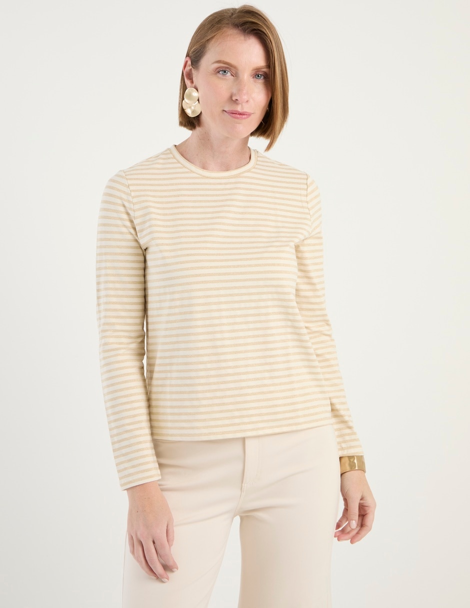 Playera manga larga cuello redondo para mujer Playera manga larga cuello redondo para mujer