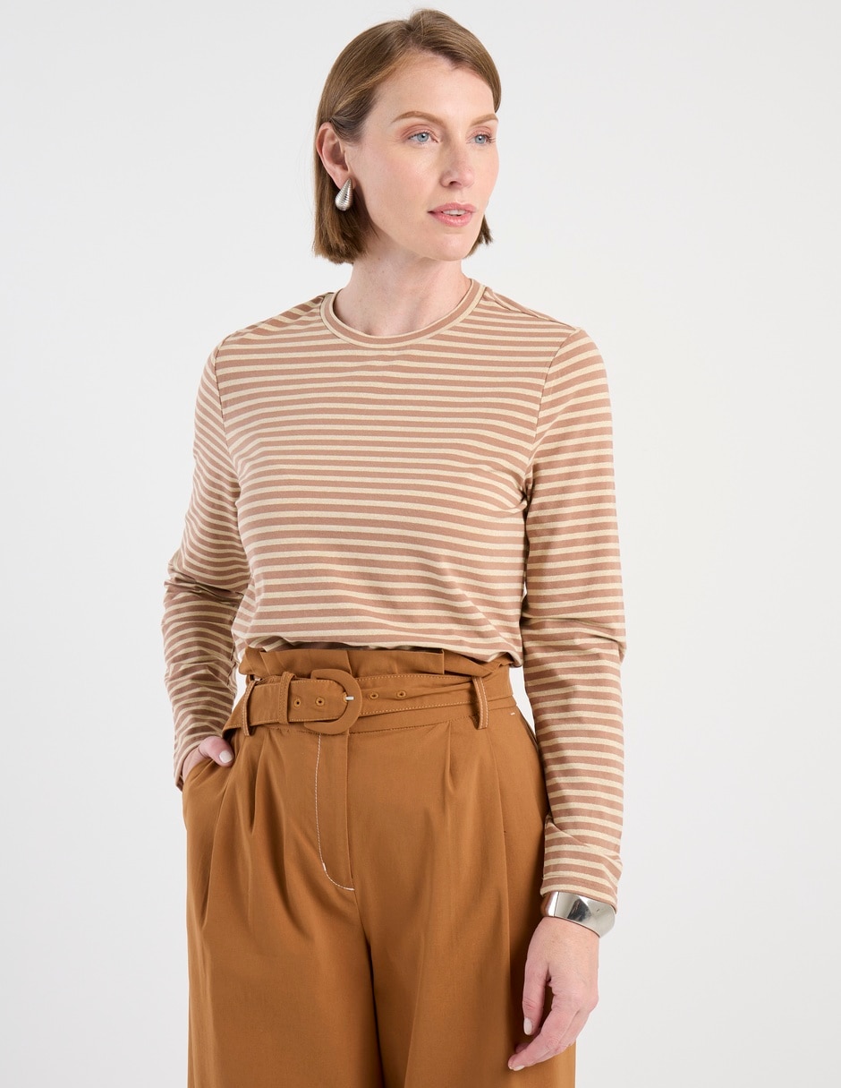 Playera manga larga cuello redondo para mujer Playera manga larga cuello redondo para mujer