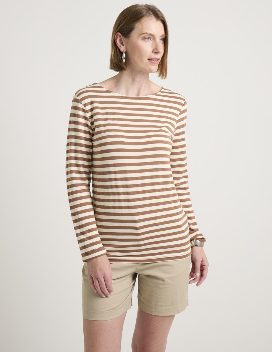 Playera manga larga cuello ojal para mujer 1