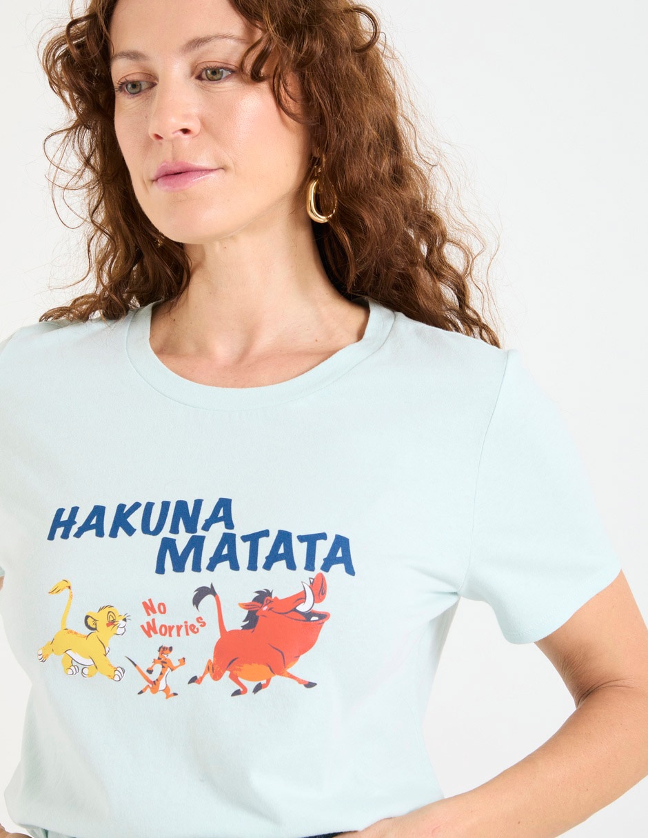 Playera manga corta Hakuna Matata cuello redondo para mujer 3