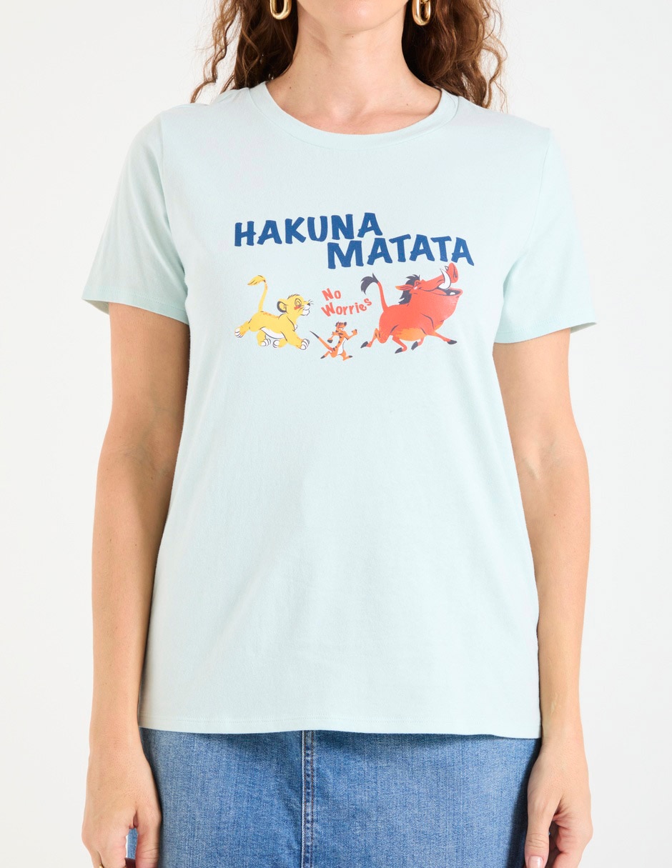 Playera manga corta Hakuna Matata cuello redondo para mujer 4