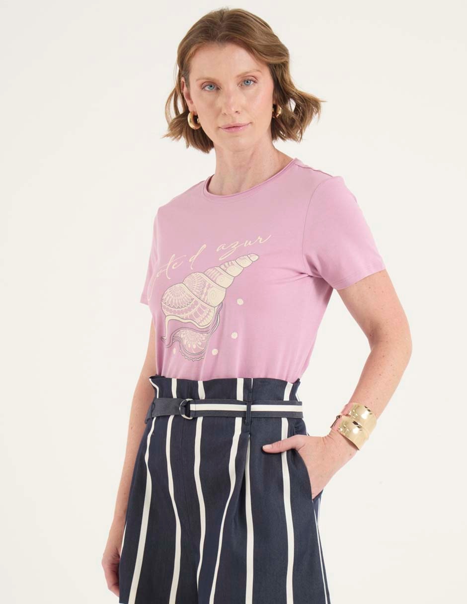 Playera manga corta cuello redondo para mujer 1