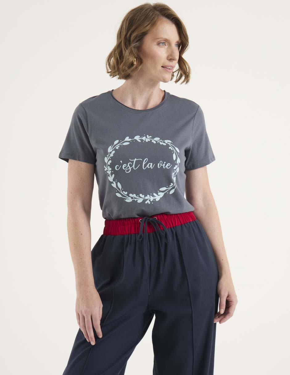 Playera manga corta cuello redondo para mujer Playera manga corta cuello redondo para mujer