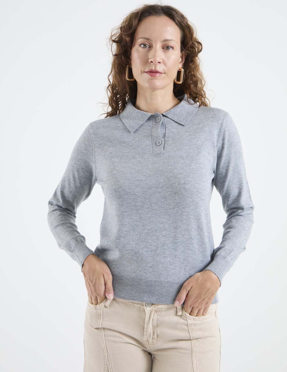 Suéter cuello polo para mujer Suéter cuello polo para mujer