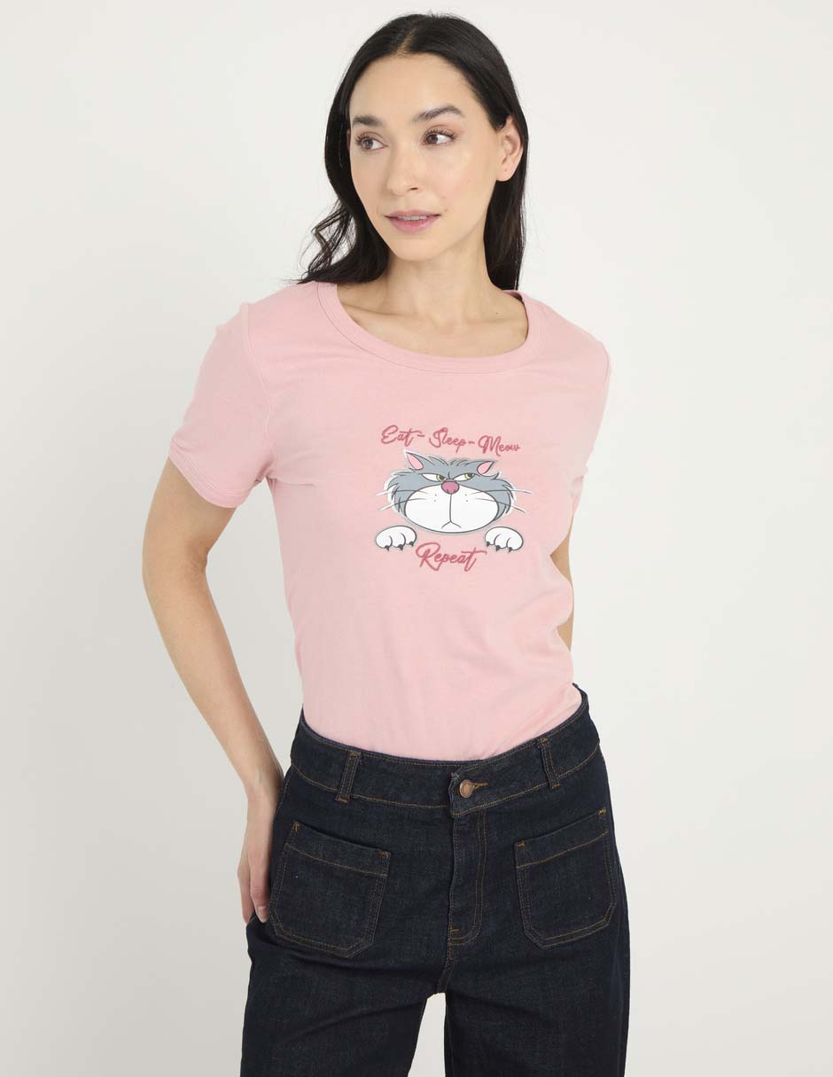Playera manga corta Lucifer cuello redondo para mujer