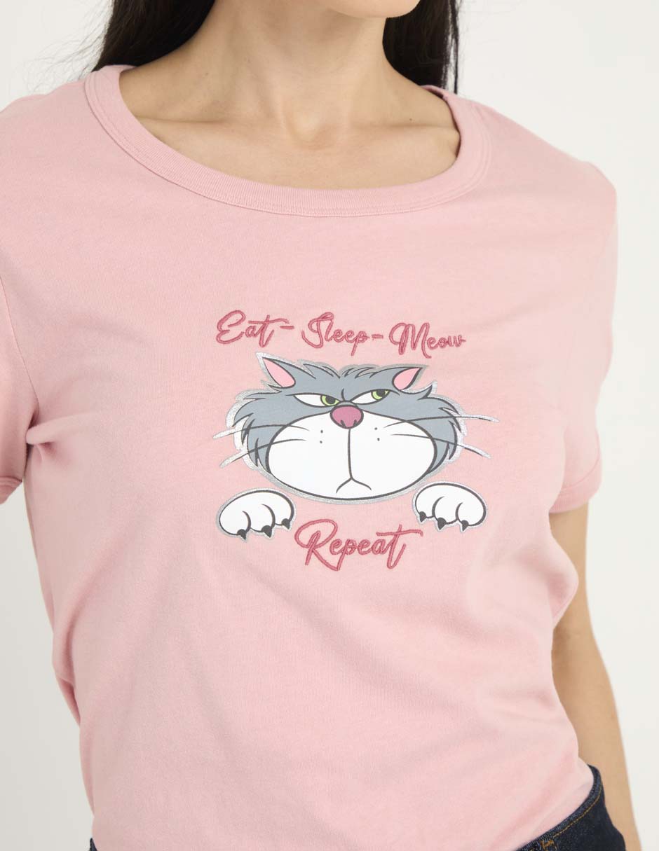 Playera manga corta Lucifer cuello redondo para mujer 4