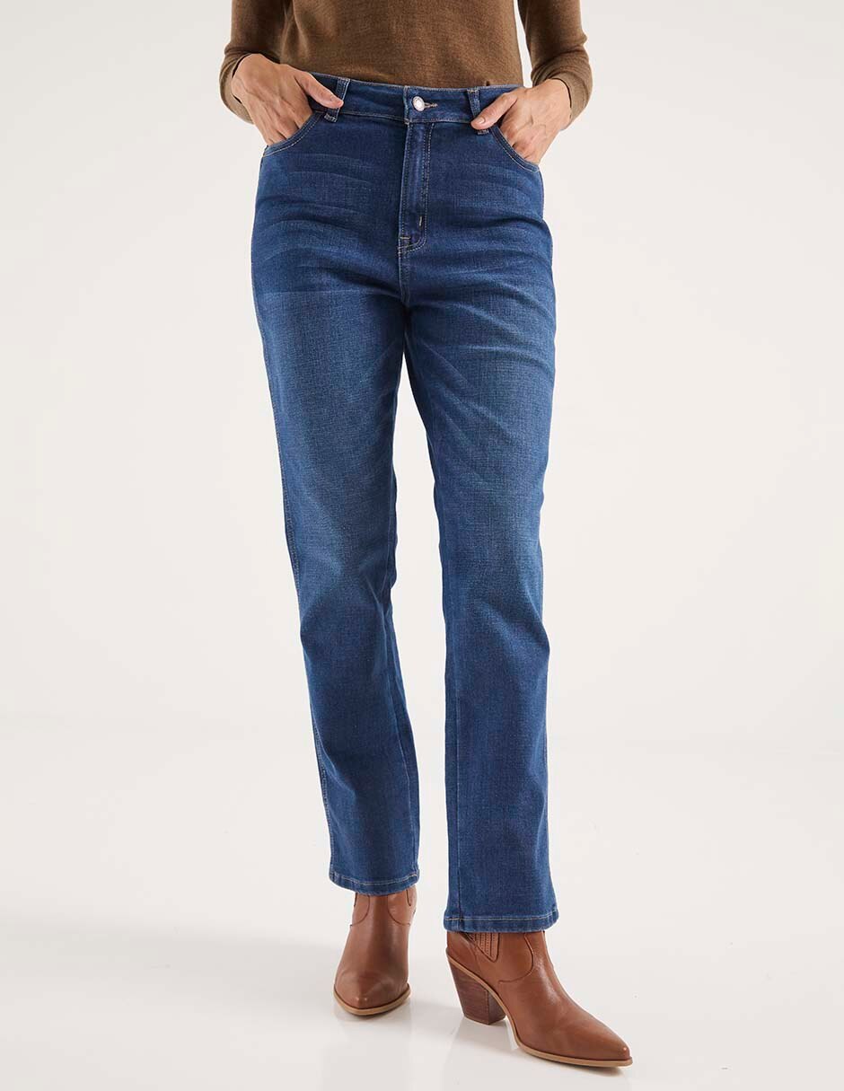 Jeans straight corte cintura alta para mujer