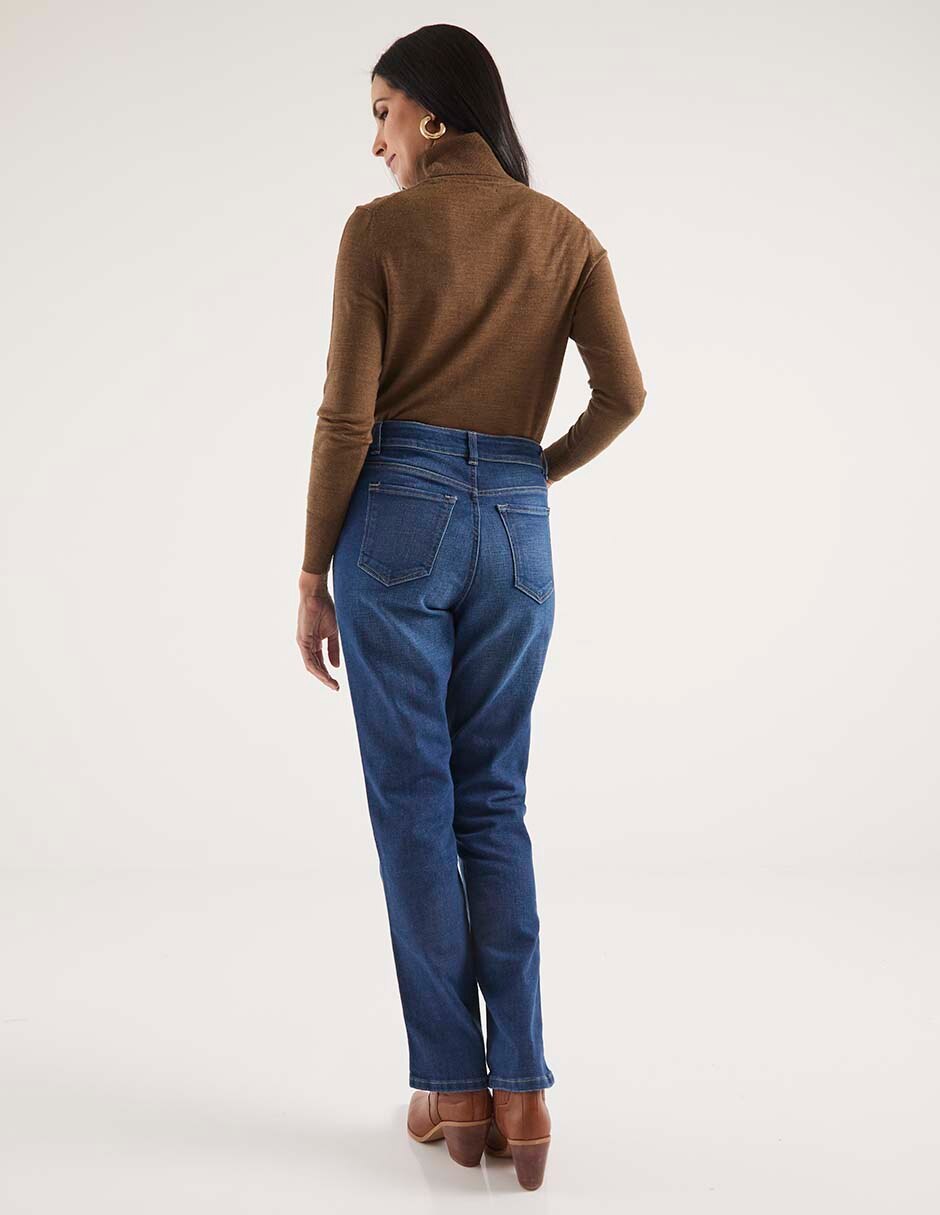 Jeans straight corte cintura alta para mujer 2