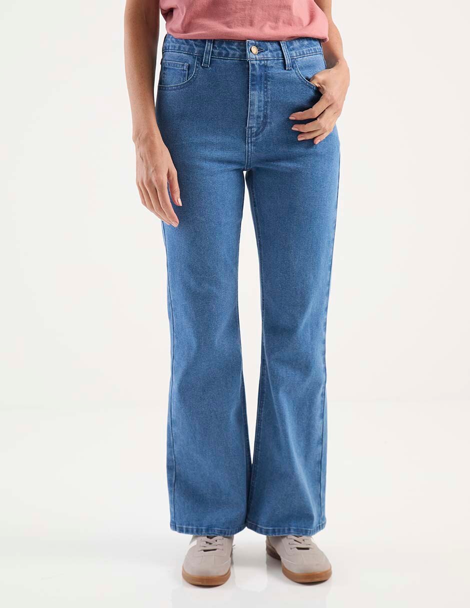 Jeans flare corte cintura alta para mujer