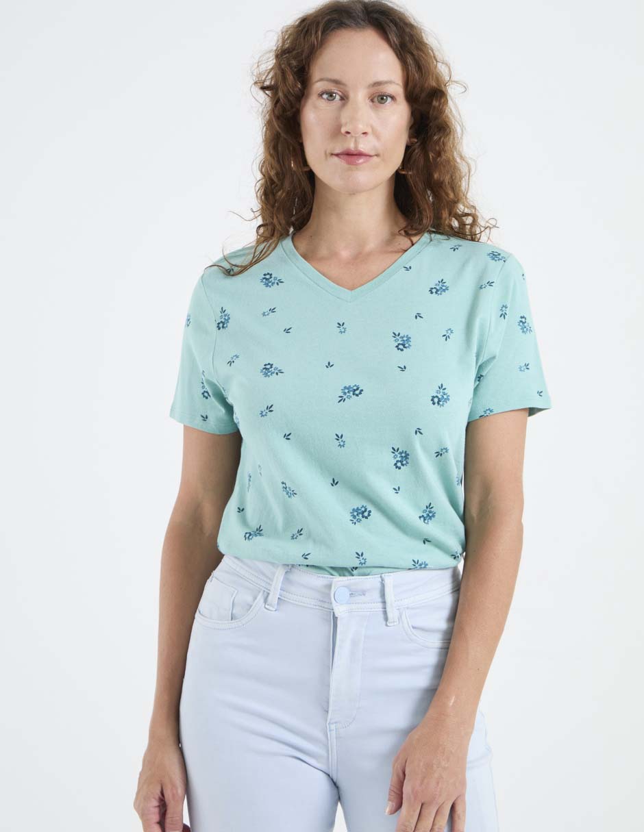 Playera manga corta cuello V para mujer Playera manga corta cuello V para mujer