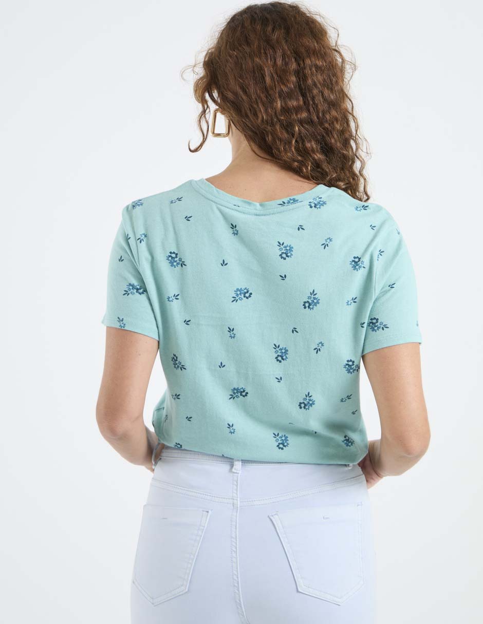 Playera manga corta cuello V para mujer 2