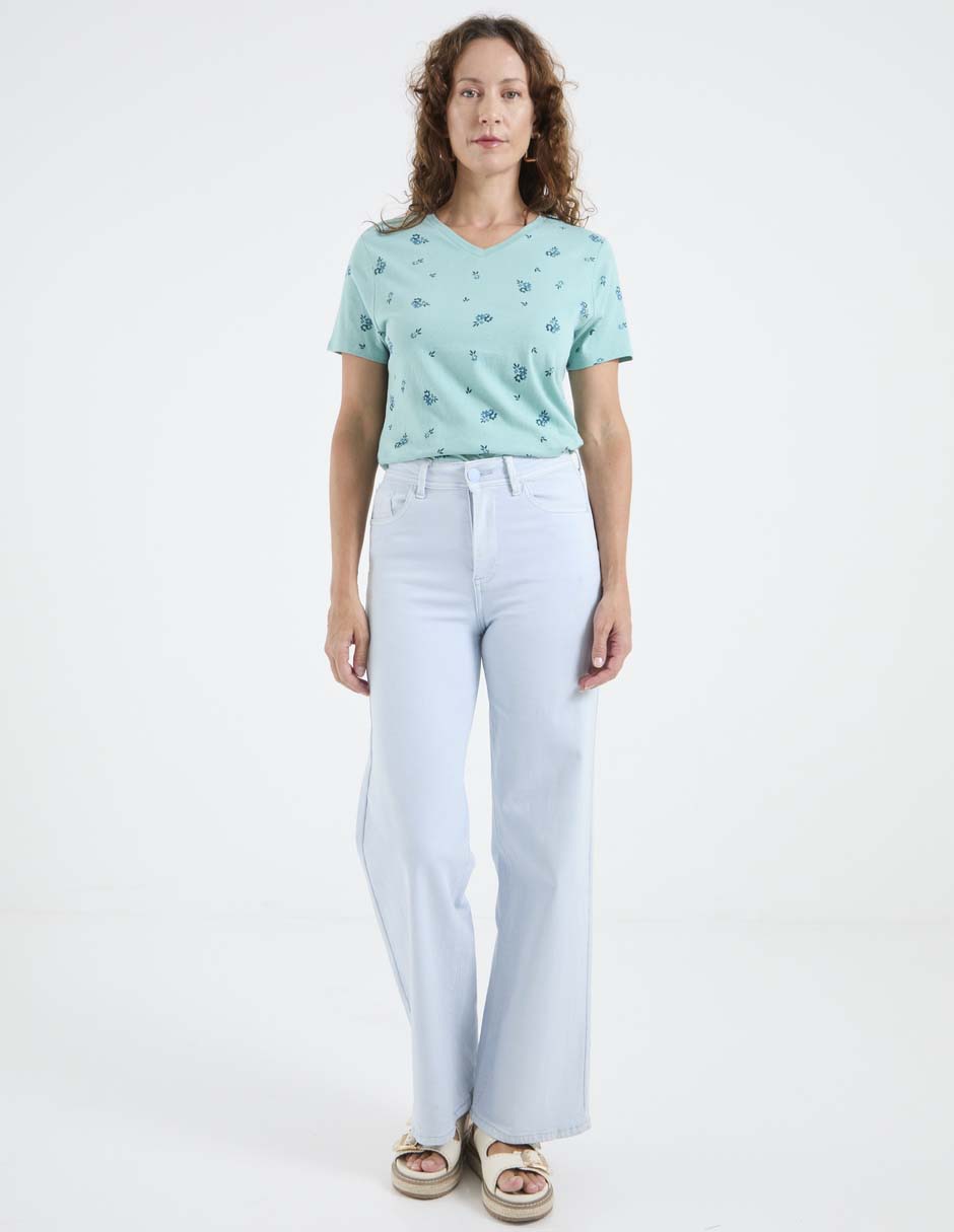 Playera manga corta cuello V para mujer 3