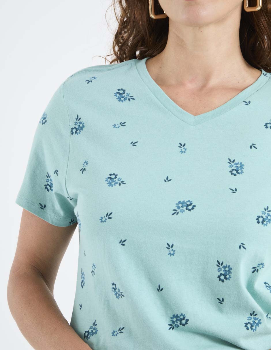 Playera manga corta cuello V para mujer 4