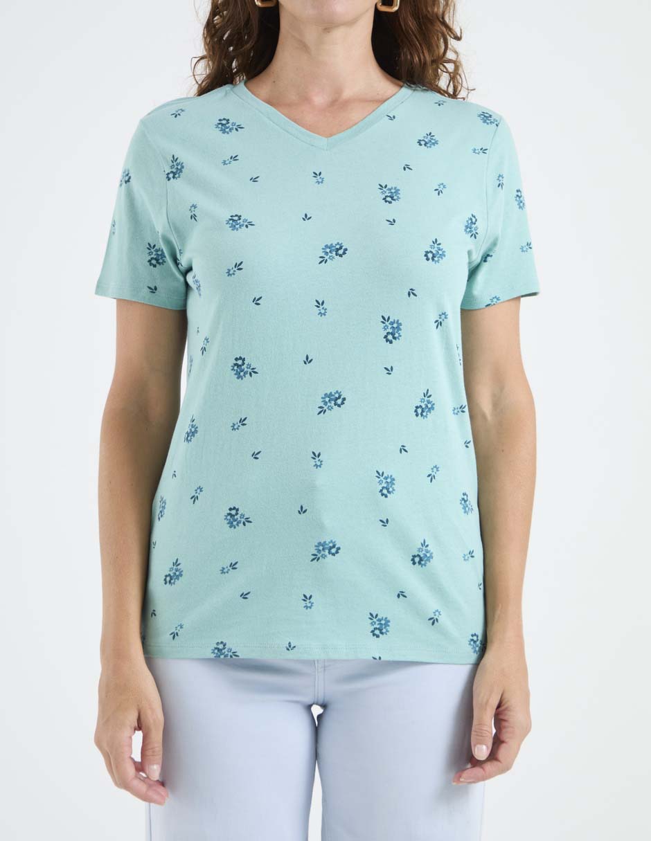 Playera manga corta cuello V para mujer 5