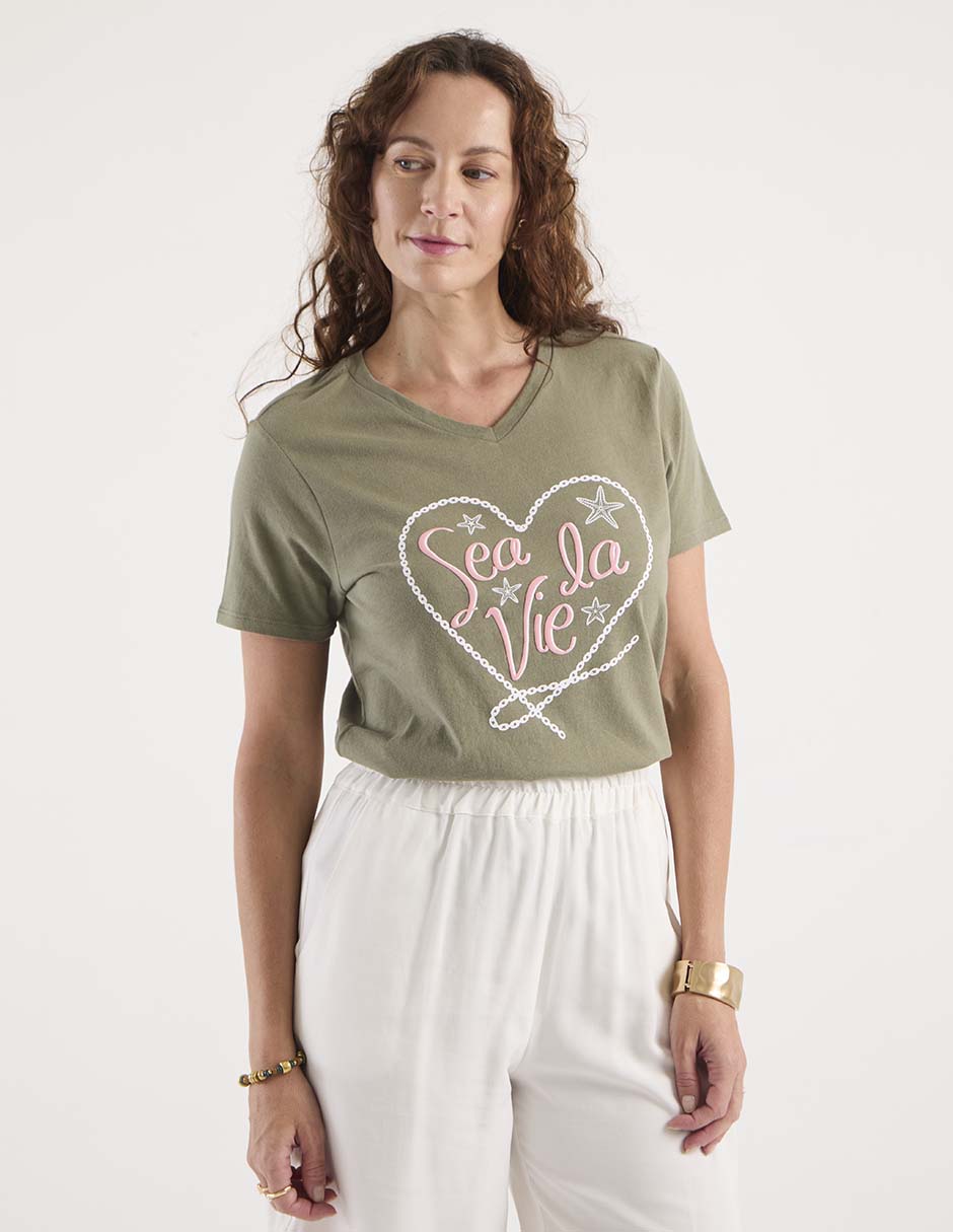 Playera manga corta cuello redondo para mujer Playera manga corta cuello redondo para mujer