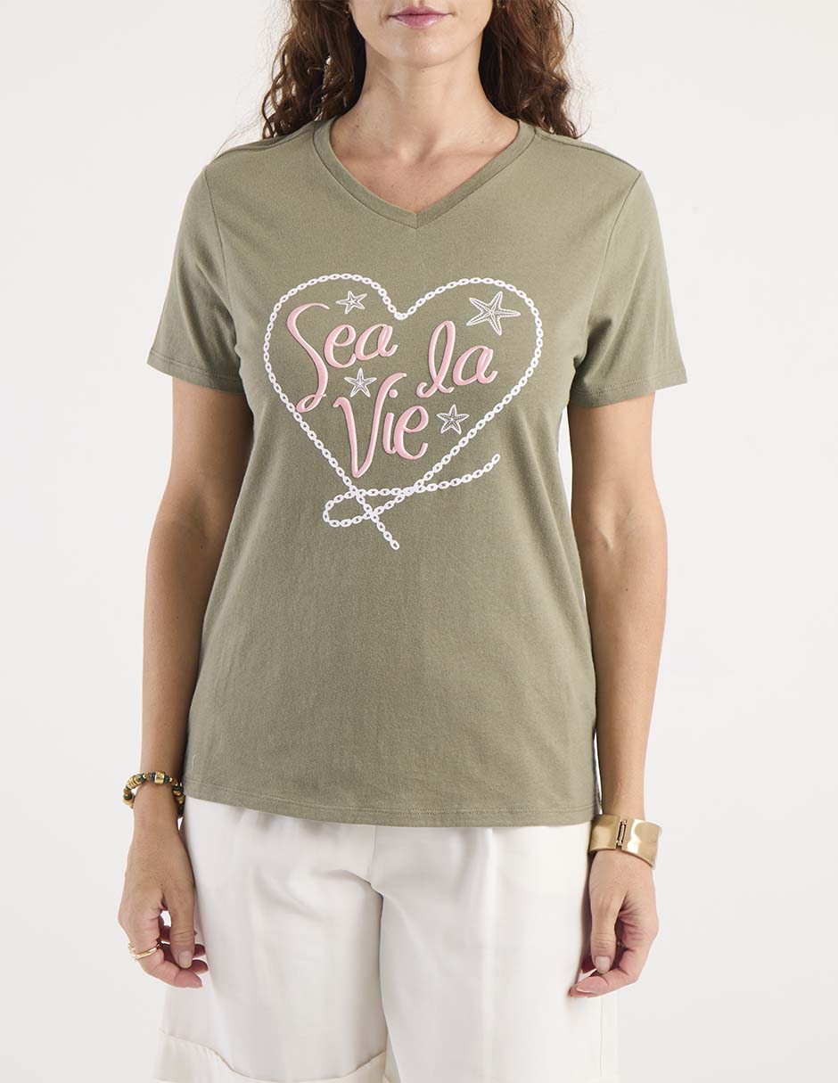Playera manga corta cuello redondo para mujer 3