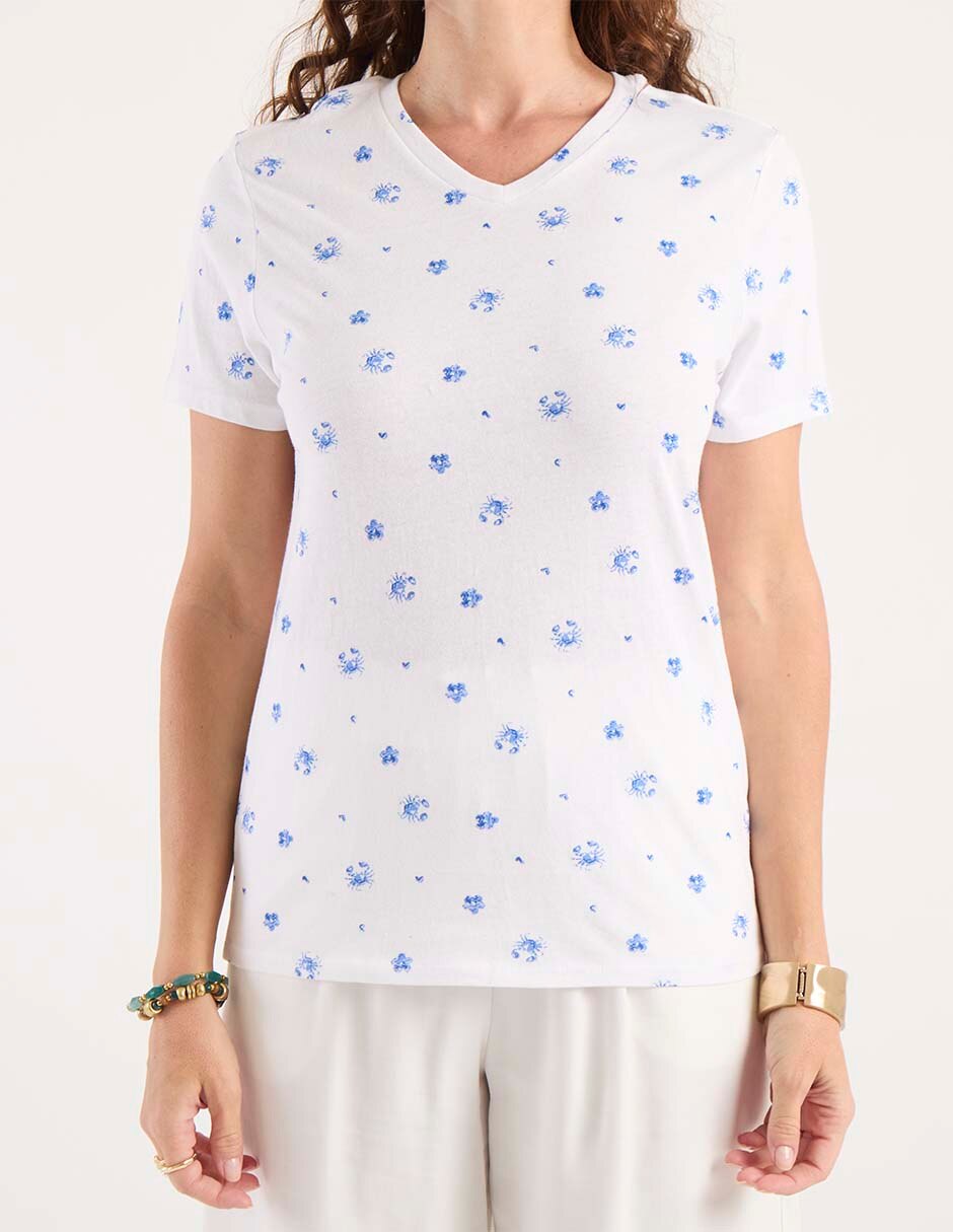 Playera manga corta cuello V para mujer 2