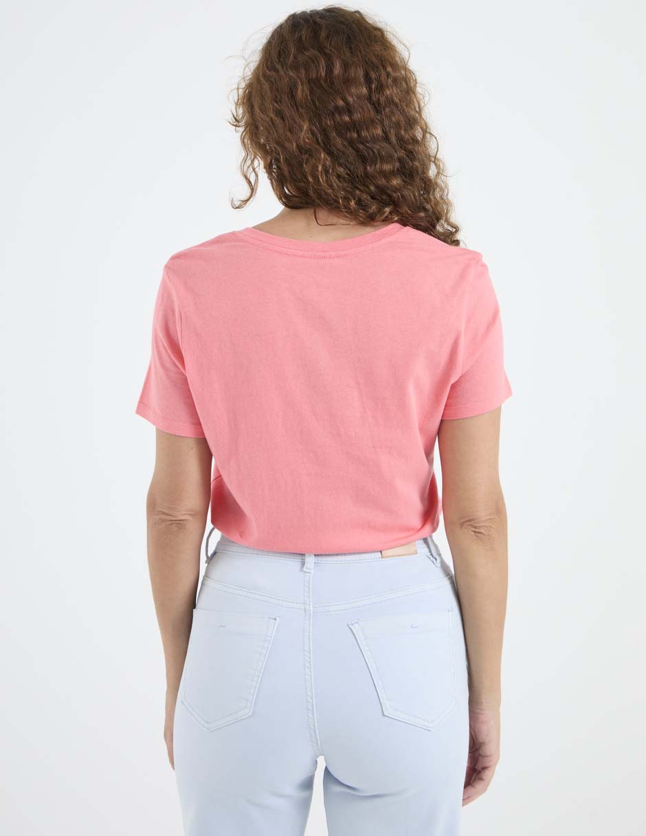 Playera manga corta cuello v para mujer 2