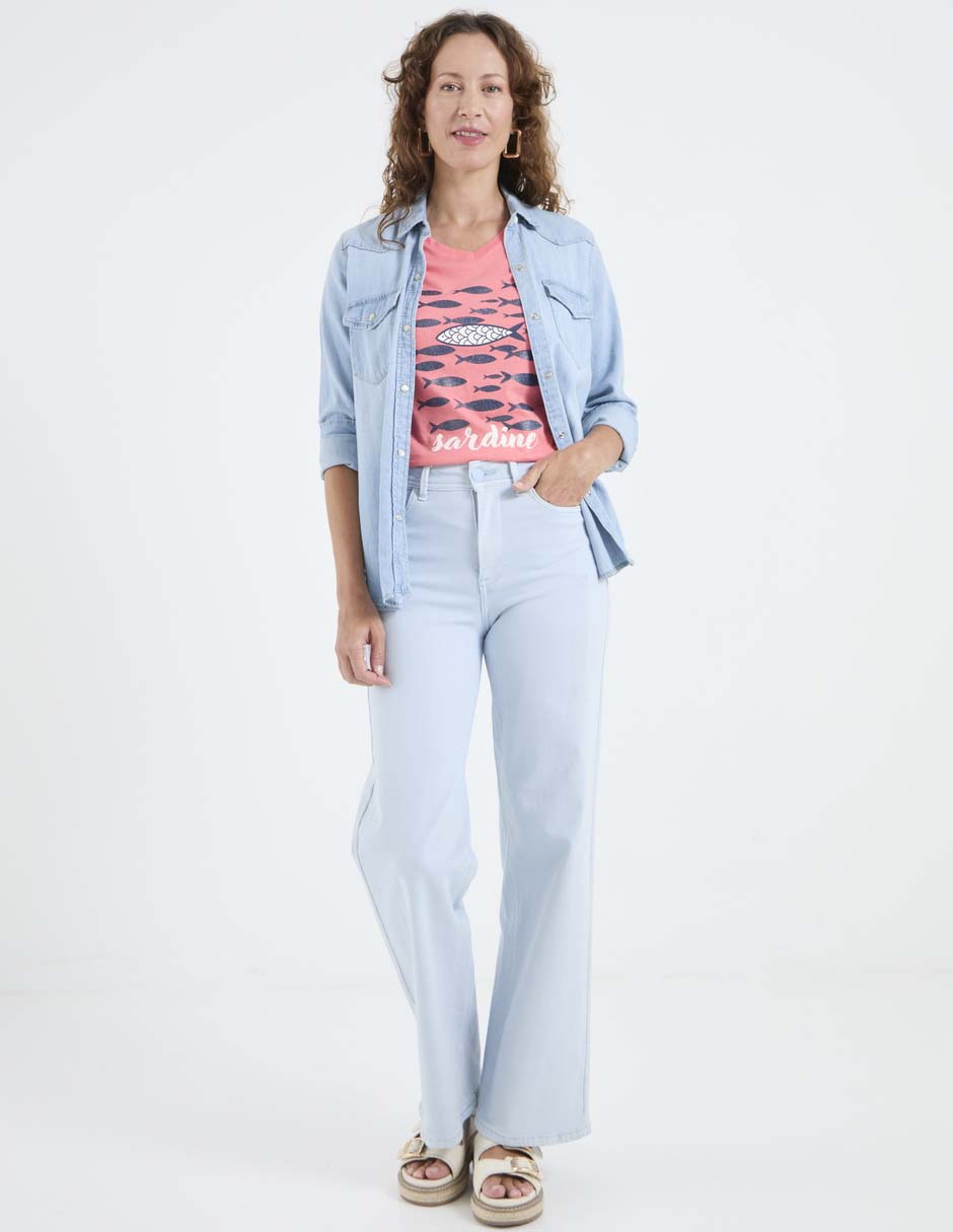 Playera manga corta cuello v para mujer 3