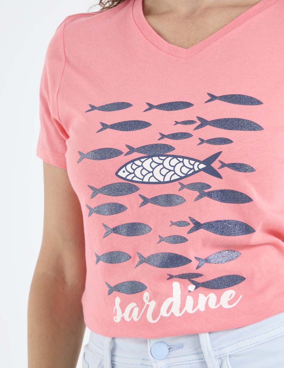Playera manga corta cuello v para mujer 4