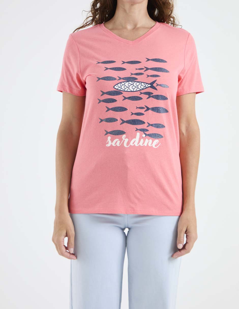 Playera manga corta cuello v para mujer 5