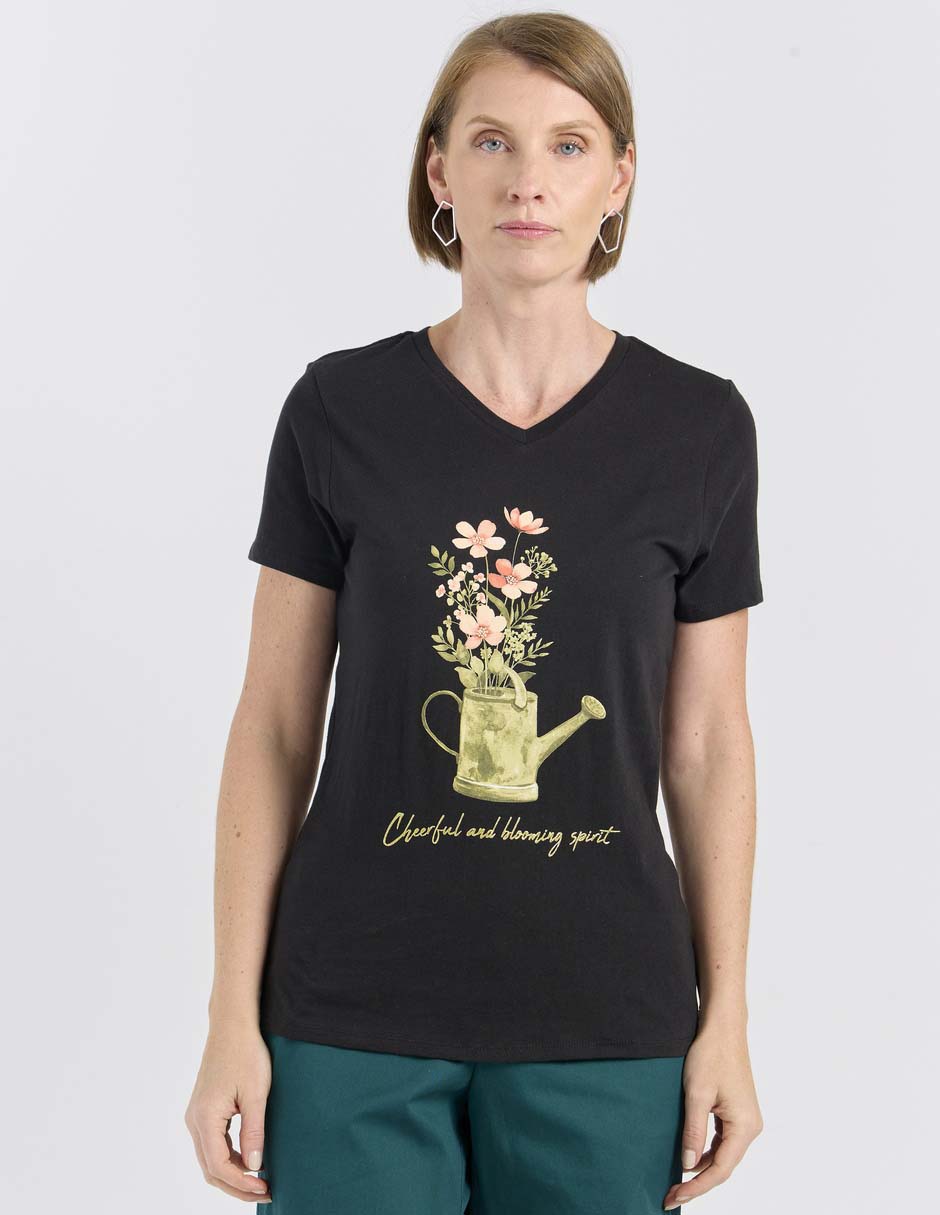 Playera manga corta cuello redondo para mujer Playera manga corta cuello redondo para mujer
