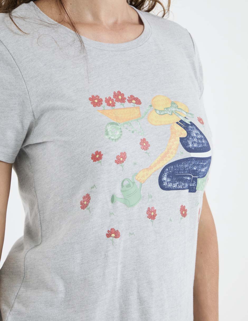Playera manga corta cuello redondo para mujer 4