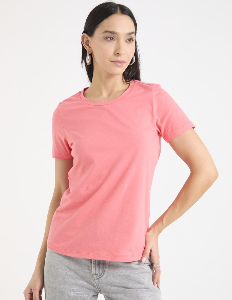 Playera manga corta cuello redondo para mujer