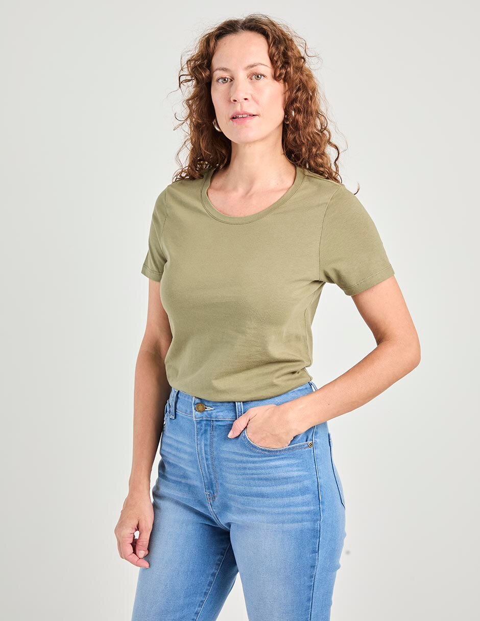Playera manga corta cuello redondo para mujer