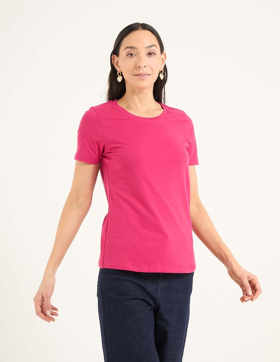 Playera manga corta cuello redondo para mujer