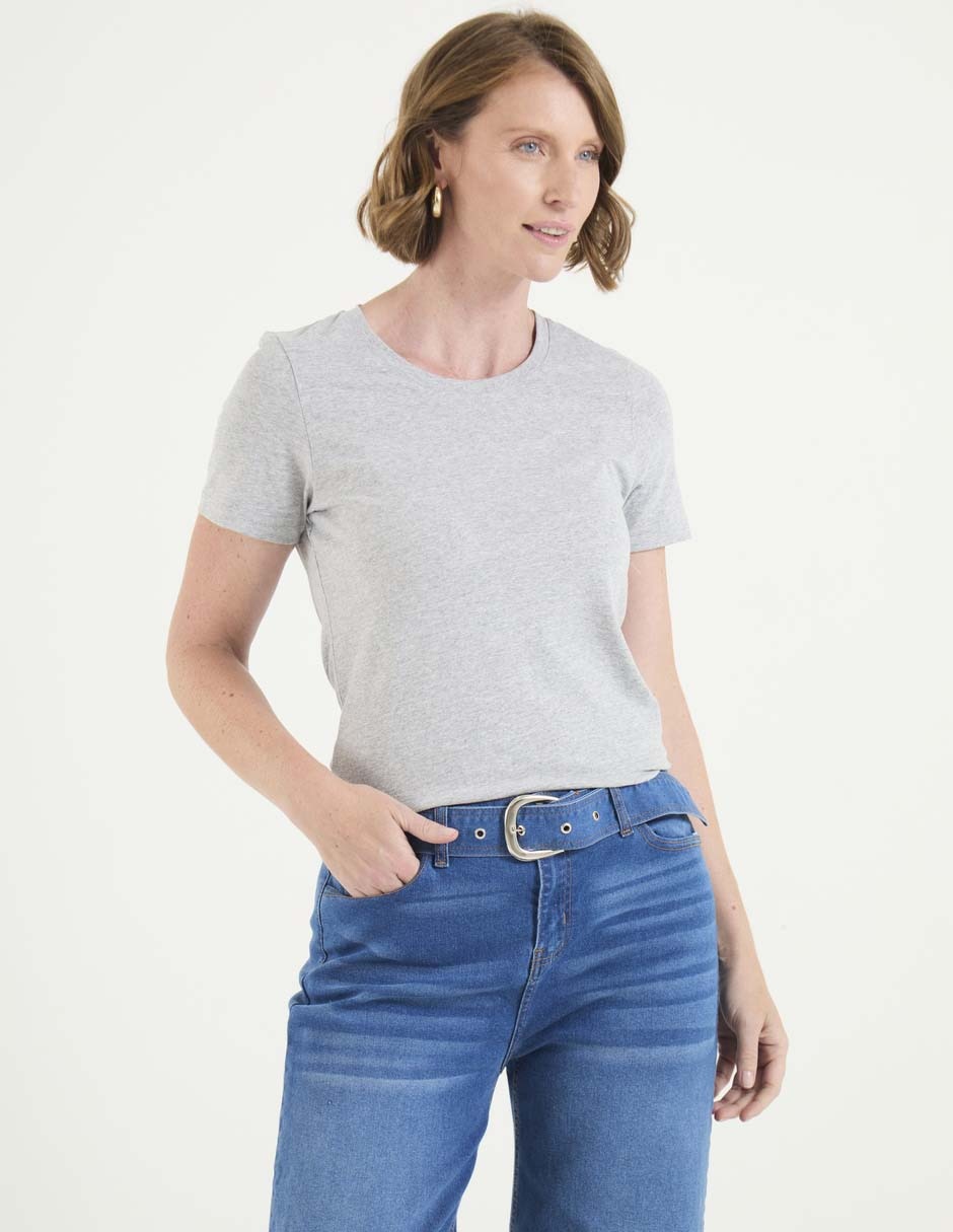 Playera manga corta cuello redondo para mujer