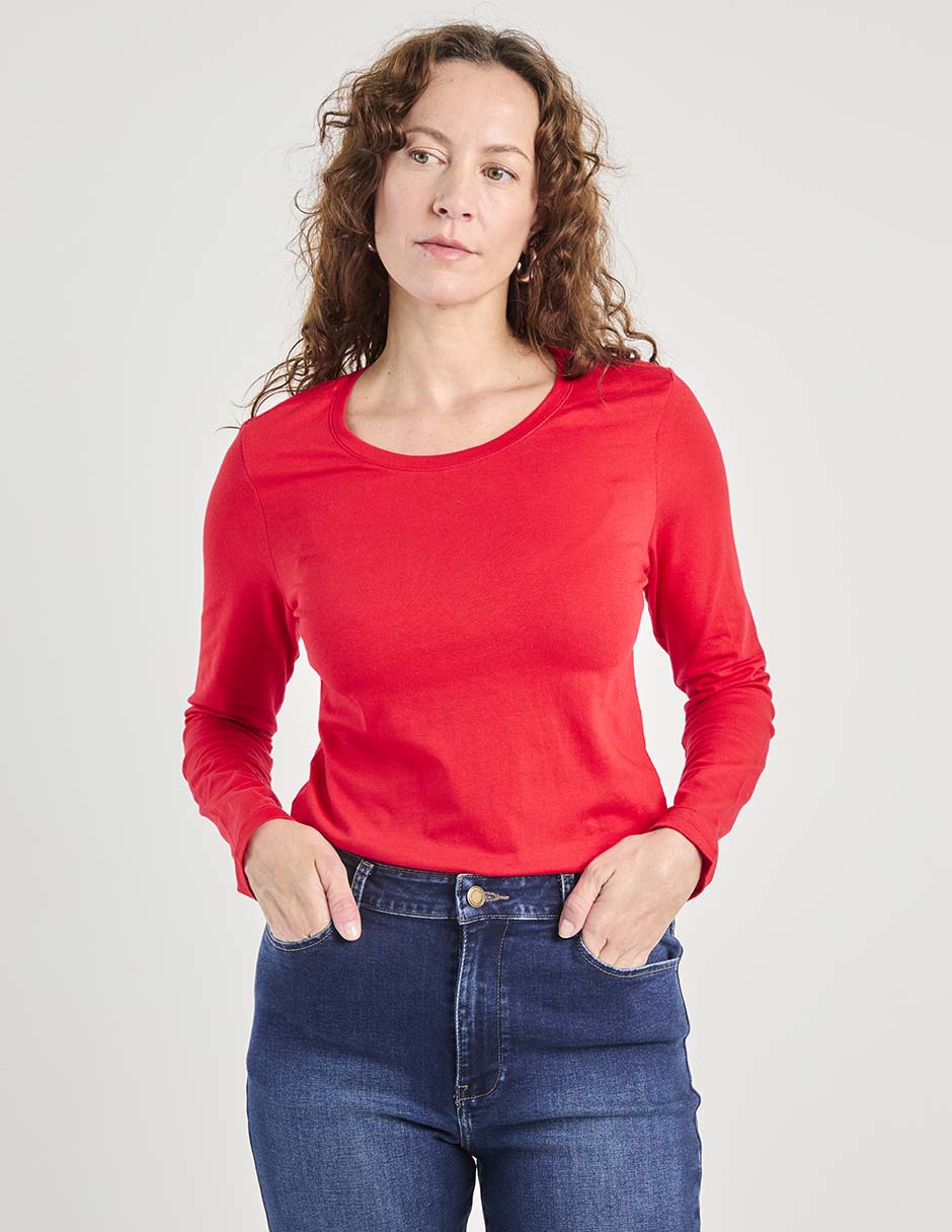 Playera manga larga Weekend cuello redondo para mujer Suburbia