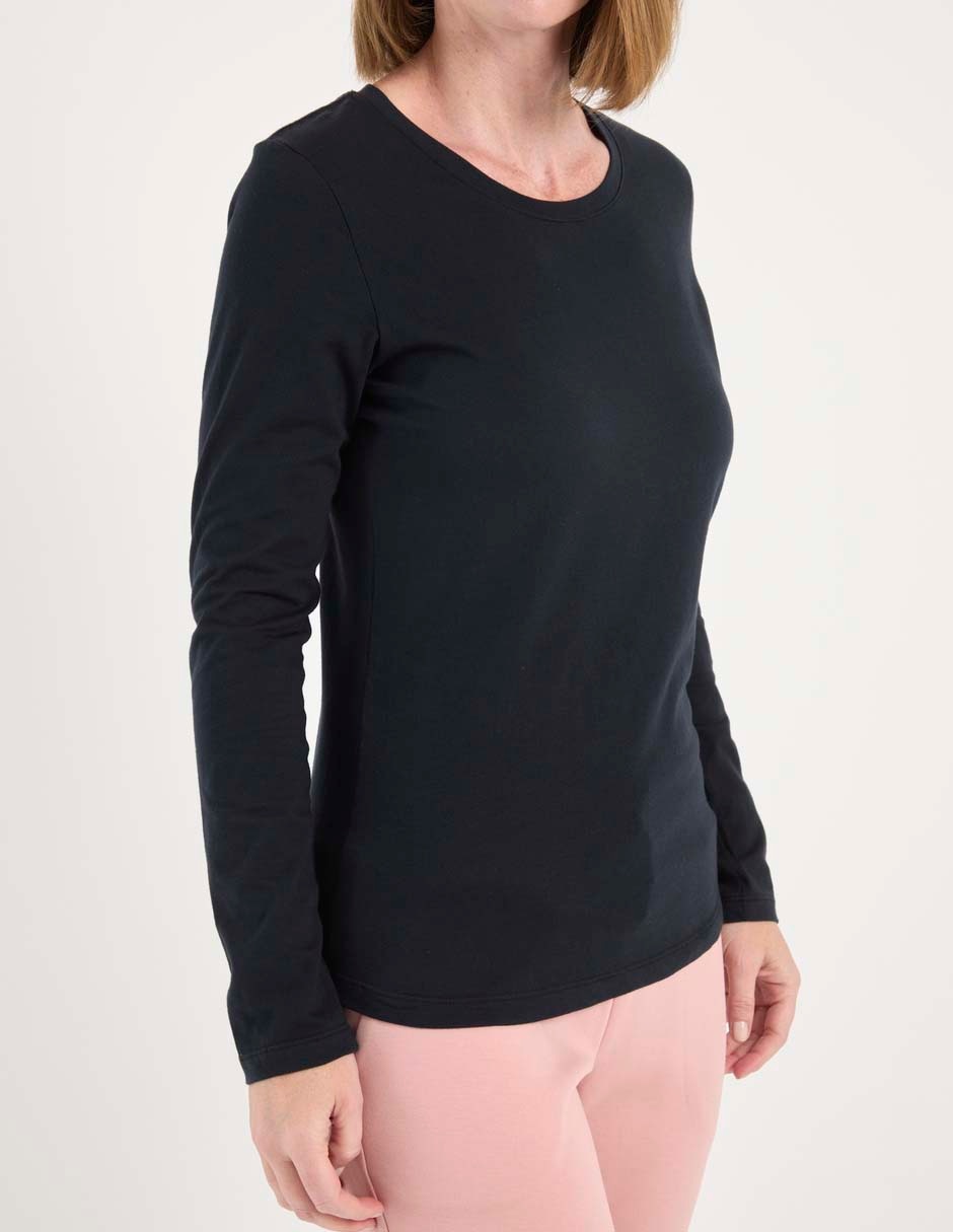Playera manga larga cuello redondo para mujer 5