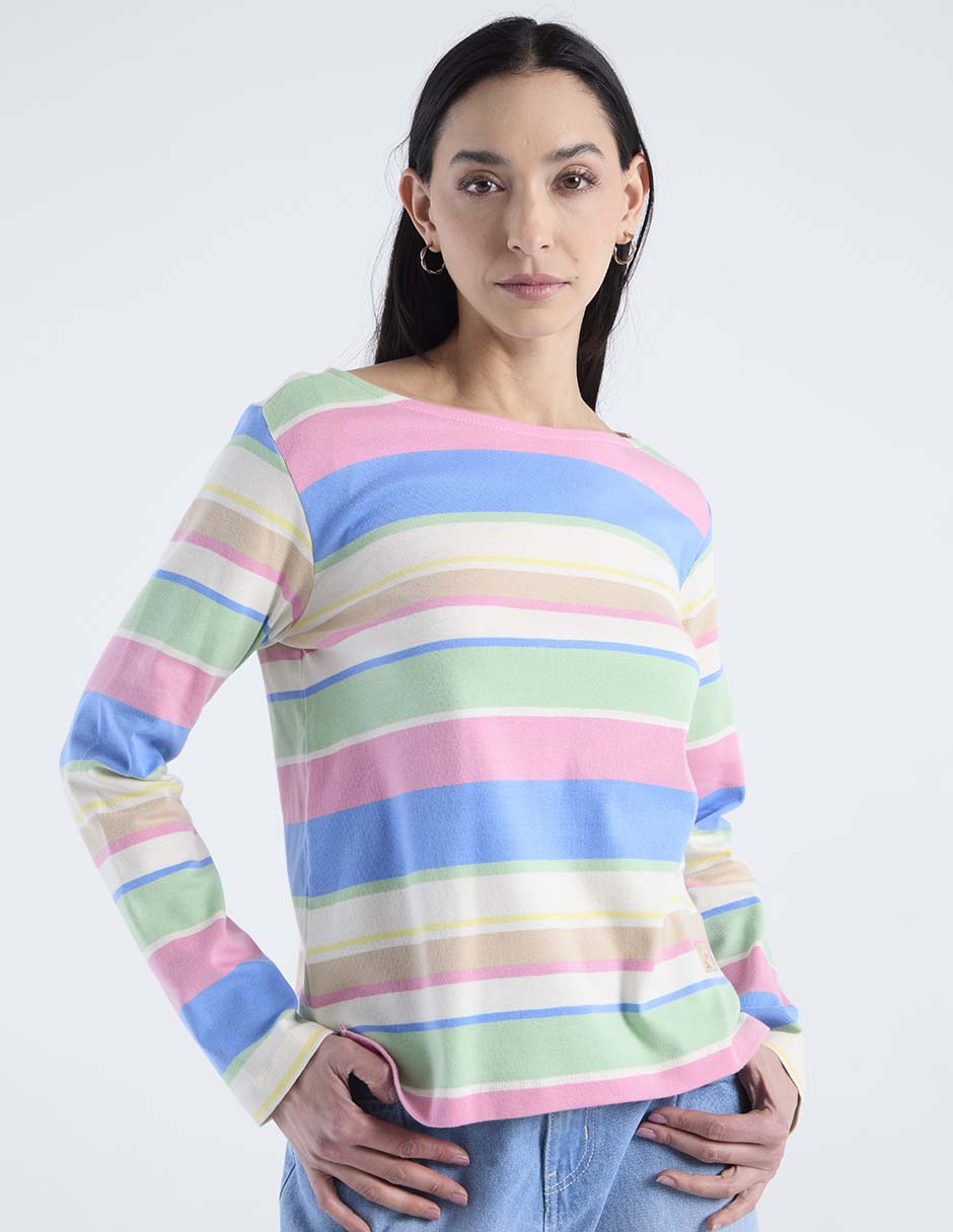 Playera manga larga cuello redondo para mujer 2