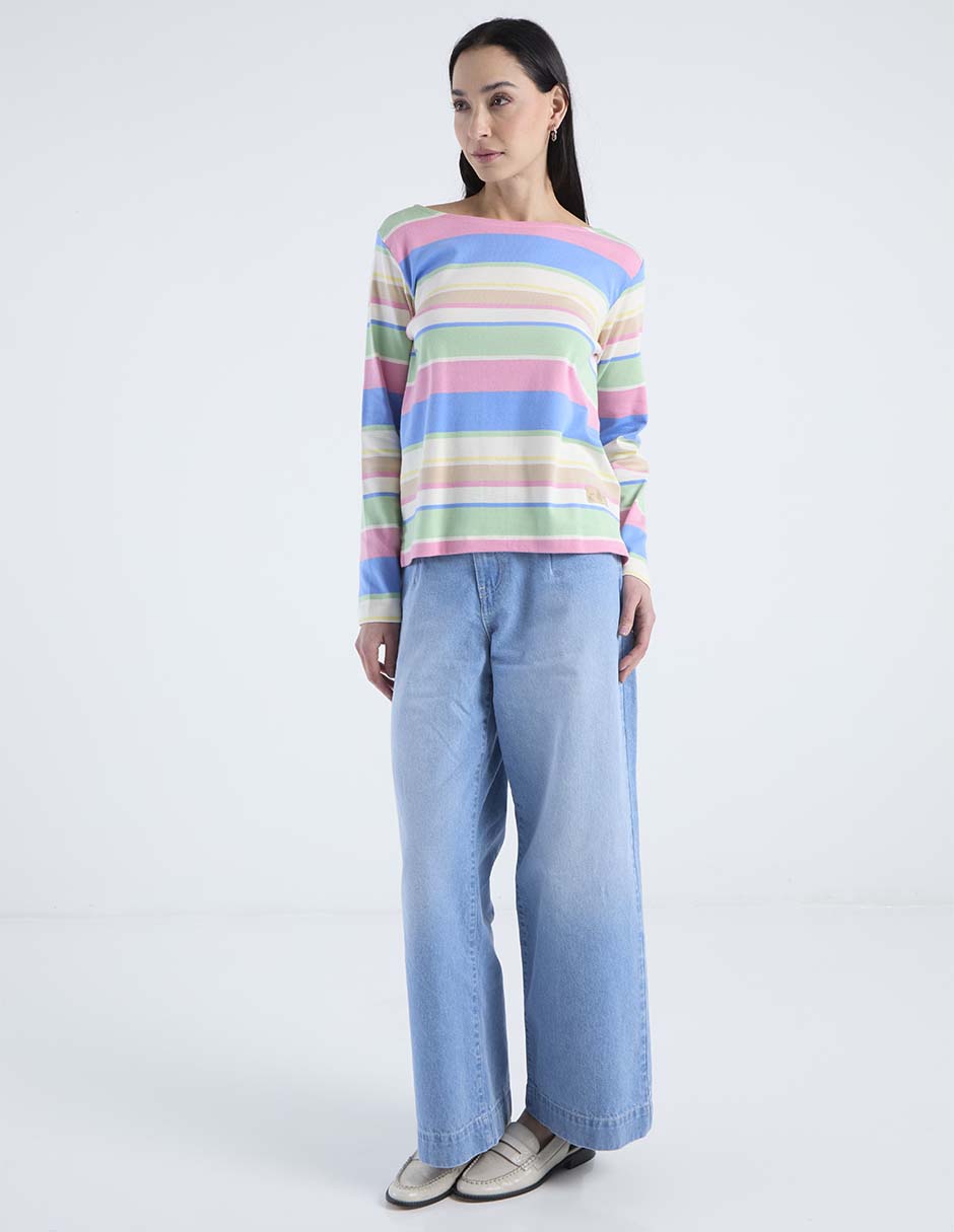 Playera manga larga cuello redondo para mujer 3