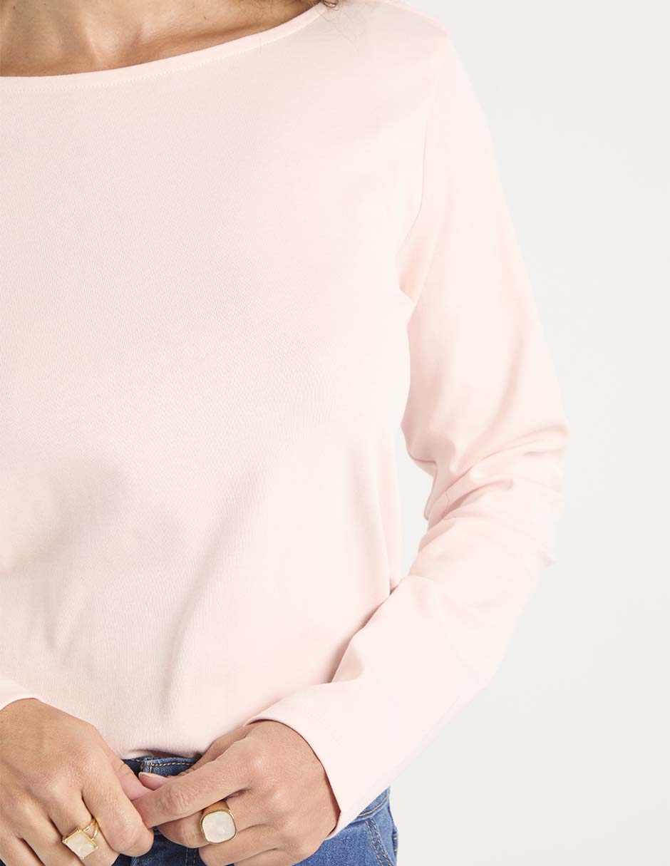 Playera manga larga cuello redondo para mujer 5