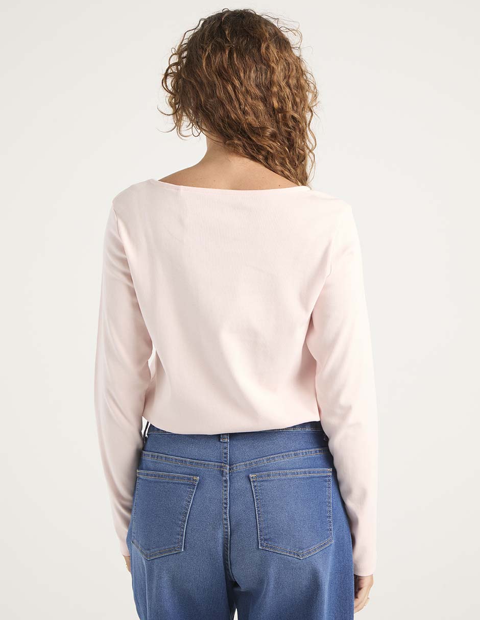 Playera manga larga cuello redondo para mujer 6