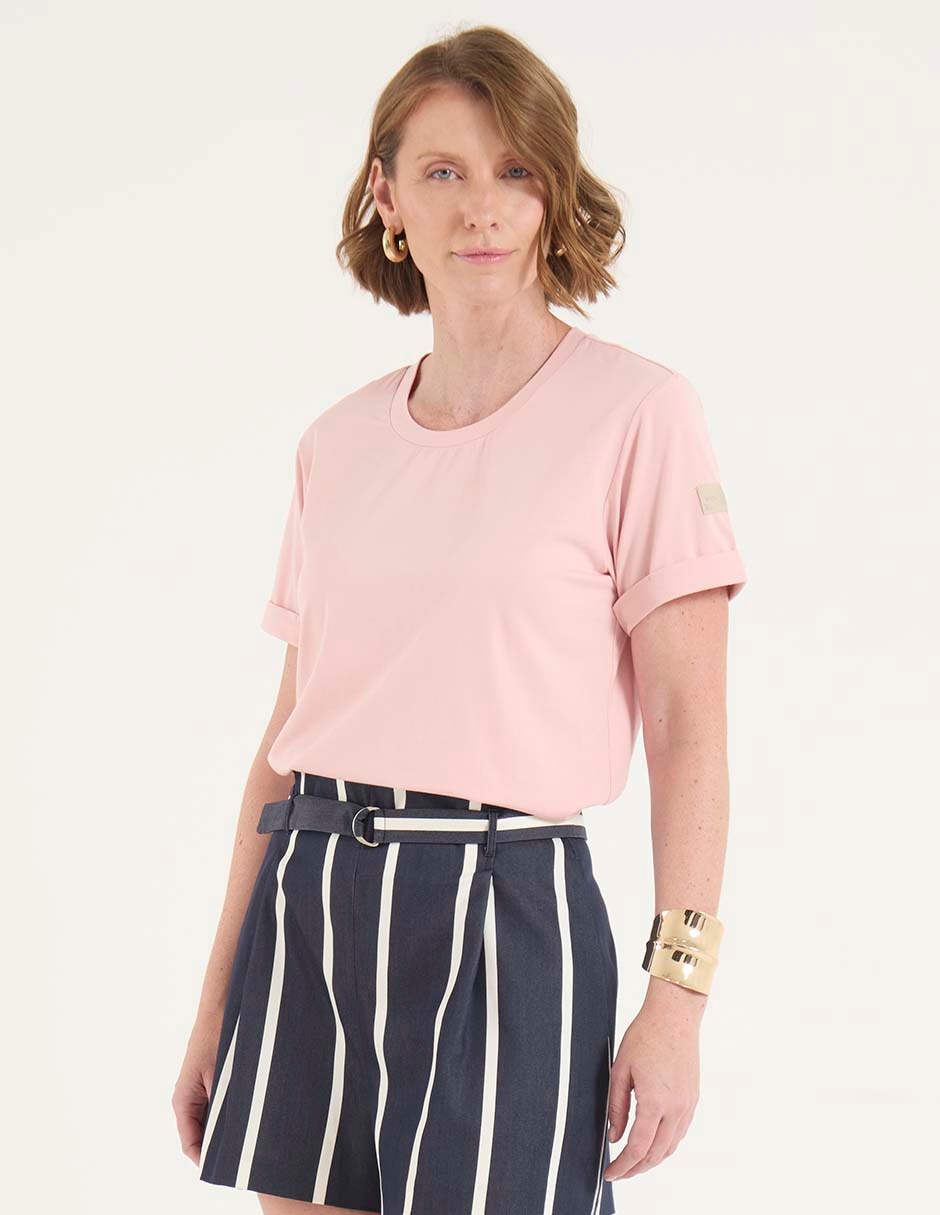 Playera manga corta cuello redondo para mujer Playera manga corta cuello redondo para mujer