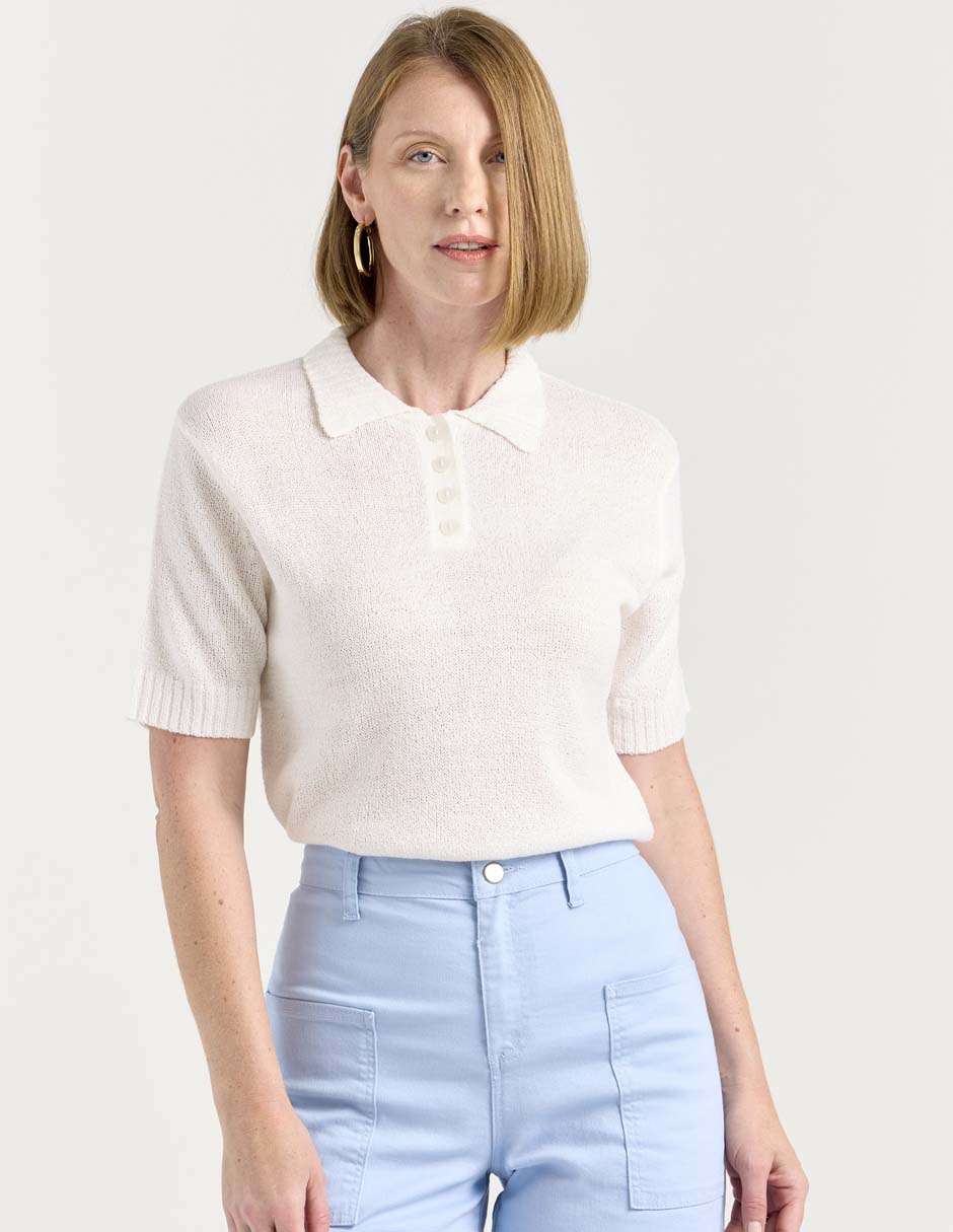 Blusa camisera manga corta para mujer