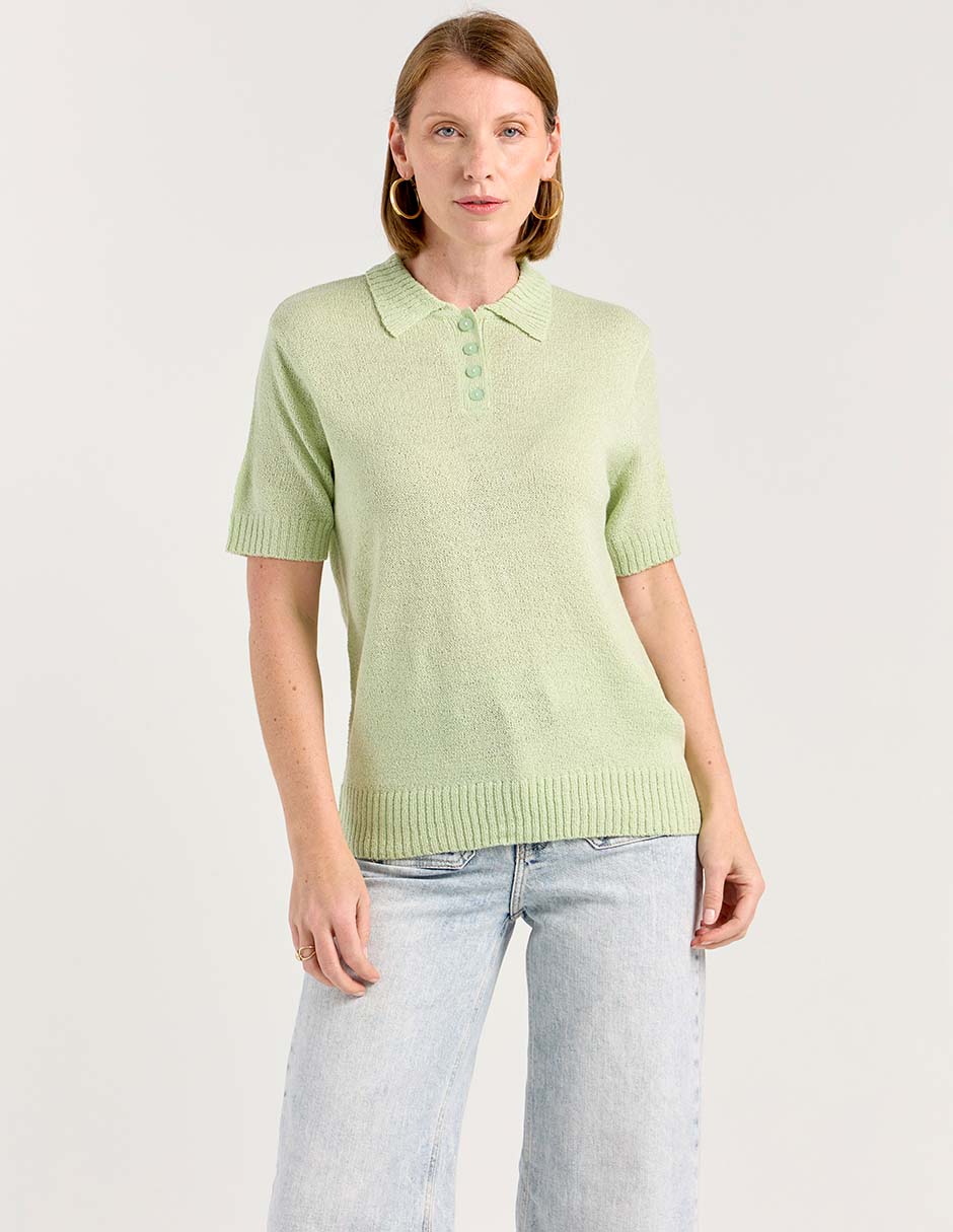 Blusa camisera manga corta para mujer