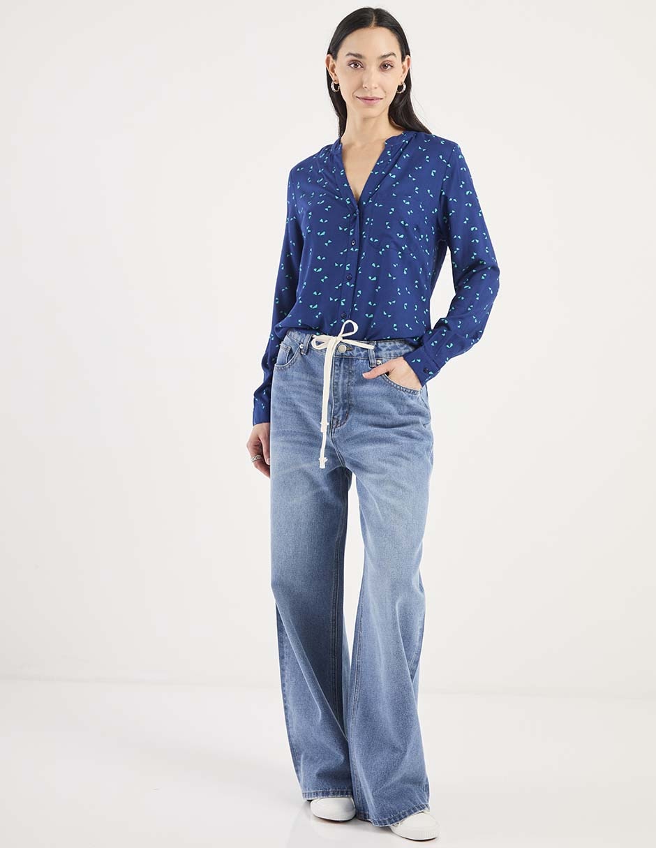 BLUSA WKM26018-01 WEEK, G, AZUL MARINO