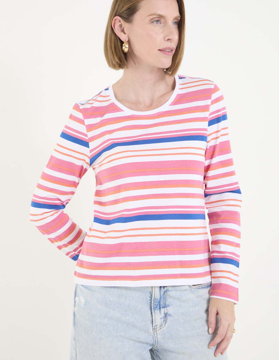 Playera manga larga cuello redondo para mujer Playera manga larga cuello redondo para mujer
