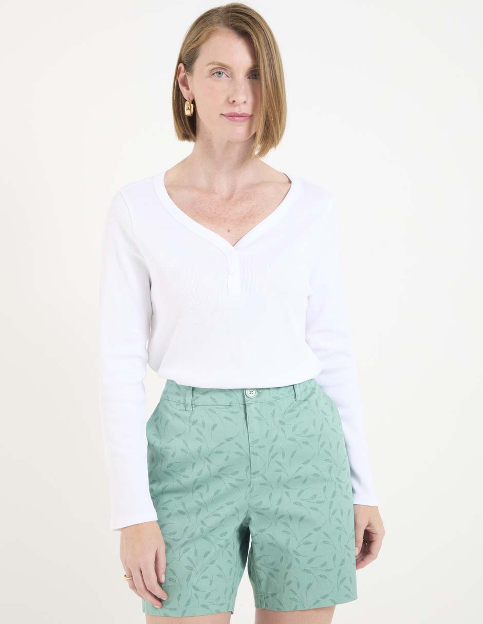 Playera manga larga cuello V para mujer Playera manga larga cuello V para mujer