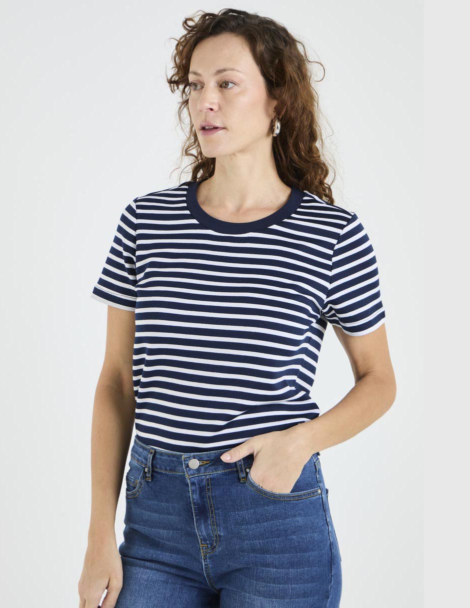 Playera manga corta cuello redondo para mujer