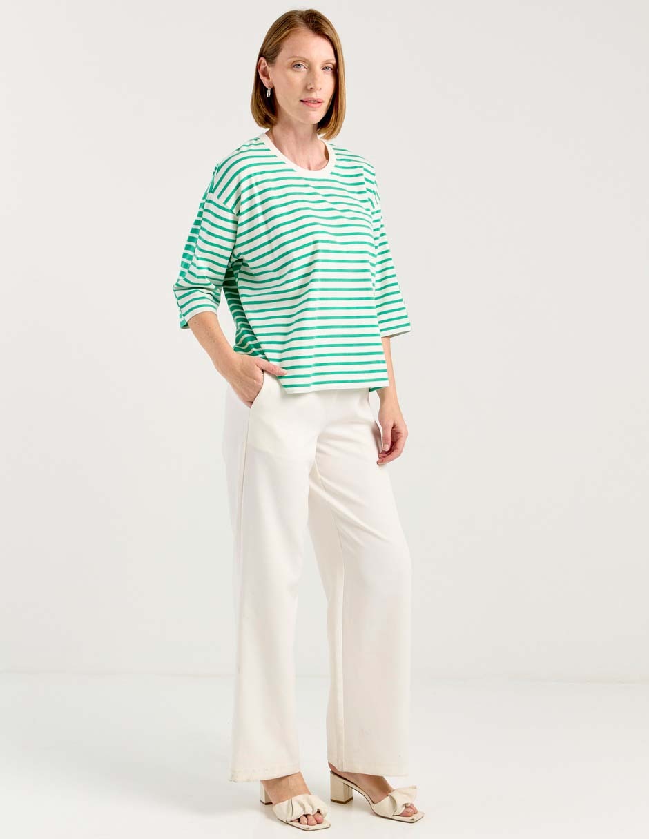 Playera manga 3/4 cuello redondo para mujer 3