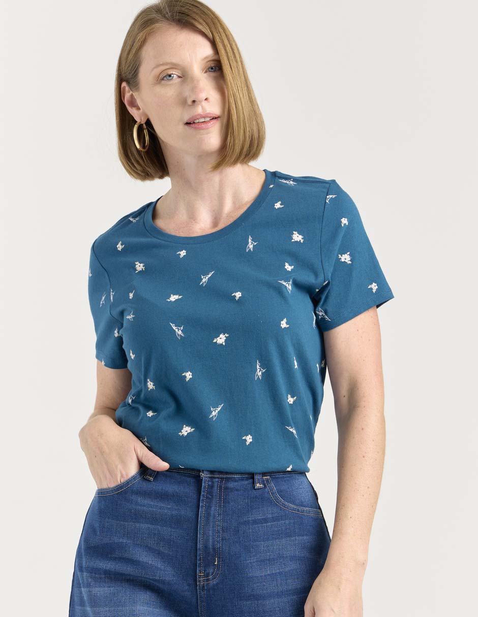 Playera manga corta cuello redondo para mujer Playera manga corta cuello redondo para mujer